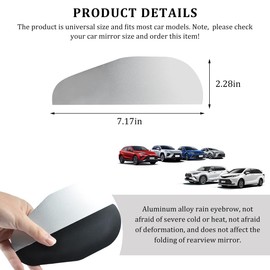 KVAEY 2 PCS Car Rearview Mirror Rain Cover, Waterproof Rain Visor for Car Rearview Mirror, Automotive Side Mirror Rain Eyebrow Fit Car Truck SUV, Universal Car Accessories (Aluminum Alloy Silver)