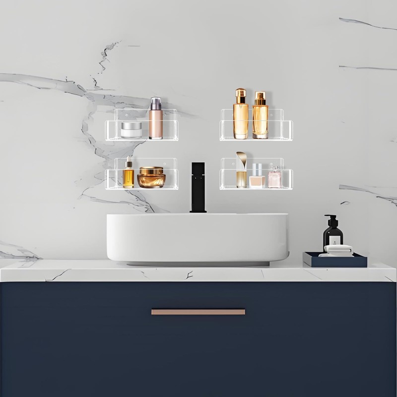 Douildhaiy Acrylic Spice Rack Wall Mount-6 Inch, Clear Spice Shelf