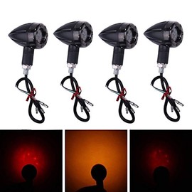 NEYORIKA LED Turn Signal Bullet-shaped Light for Motorcycles, 12 V, Front, Left, Left, Black, Set of 4