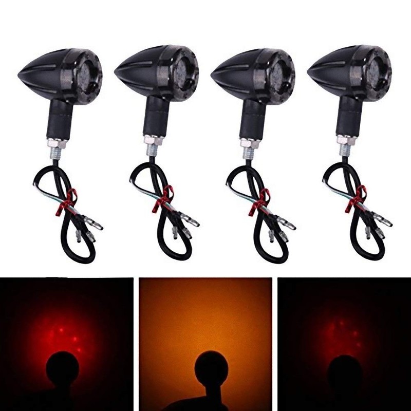 NEYORIKA LED Turn Signal Bullet-shaped Light for Motorcycles, 12 V,