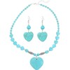 Boho Turquoise Love Heart Necklace Earrings Set Retro Turquoise Beaded