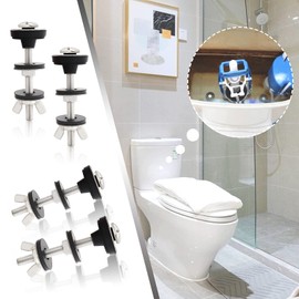 Universal Toilet Tank to Bowl Bolts Kit, Heavy Duty Toilet Bolts, Waterproof Stainless and Rubber Washers Gaskets with Extra Long Nut Screw for Fastening (Silver) (4, Short)