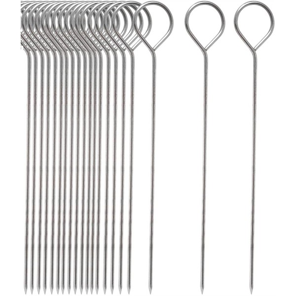 KOMUNJ Pack of 20 Stainless Steel Kebab Skewers, Roller Needles,