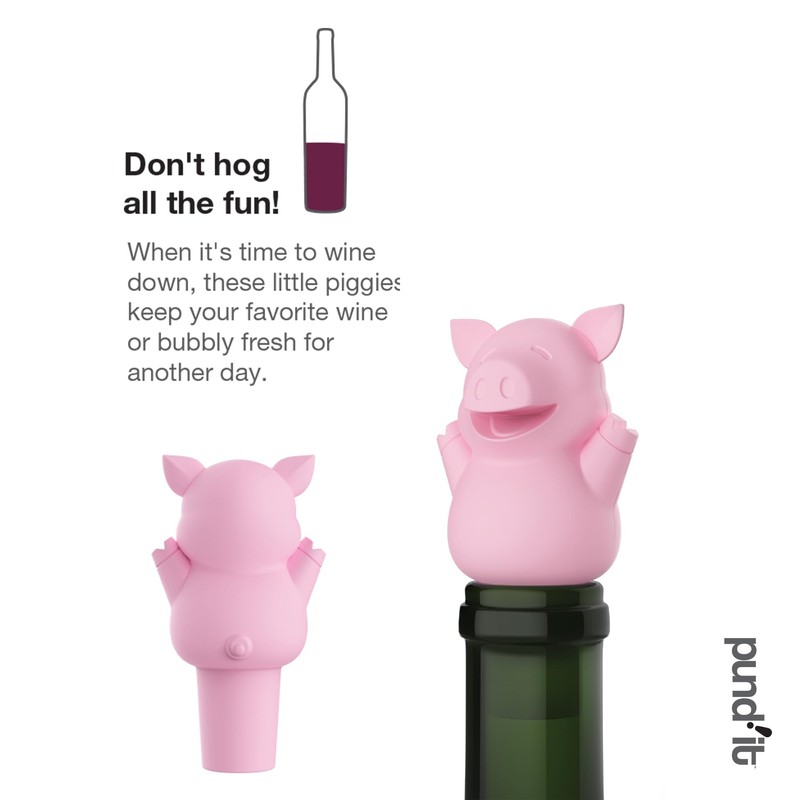 Pund'it 3 Little Swigs Wine Bottle Stoppers, Set of 3