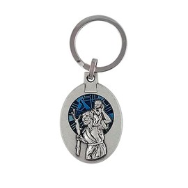 NKlaus Keyring Saint Christopher Red or Blue God Protect You Patron Saint, blue