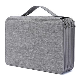 YOUNGCOL Estuche para lápices de colores de 200 ranuras - Organizador de lápices de tela Oxford de lujo con cierre, estuche grande para lápices de colores y lápices acuarela (gris, 200 ranuras)