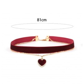 Red Choker Necklace for Women Love Heart Adjustable Choker Gothic Collar Velvet Chocker Pendant Necklaces
