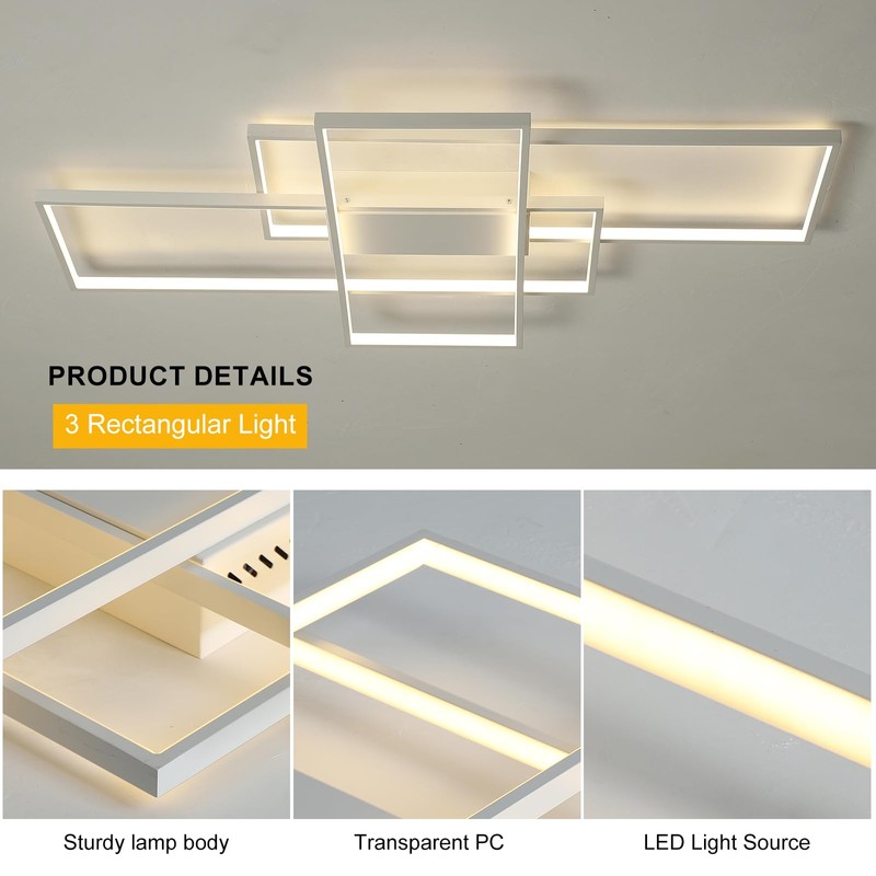 GEADI Modern Dimmable Ceiling Light,35.4" White Led Ceiling Light Fixtures
