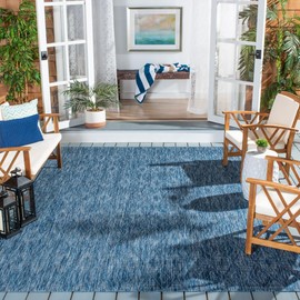 SAFAVIEH Courtyard Collection Area Rug - 8' x 10', Navy & Navy, Non-Shedding & Easy Care, Indoor/Outdoor & Washable-Ideal for Patio, Backyard, Mudroom (CY8522-36822)