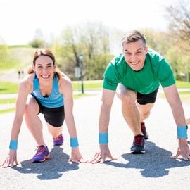 Bememo 12 Pack Sweatbands Paris Sports Competitions Wristband Cotton Sweat Band for Men and Women, Good for International Sports Party, Tennis, Basketball, Running, Gym(3.15 Inch,Sky Blue)