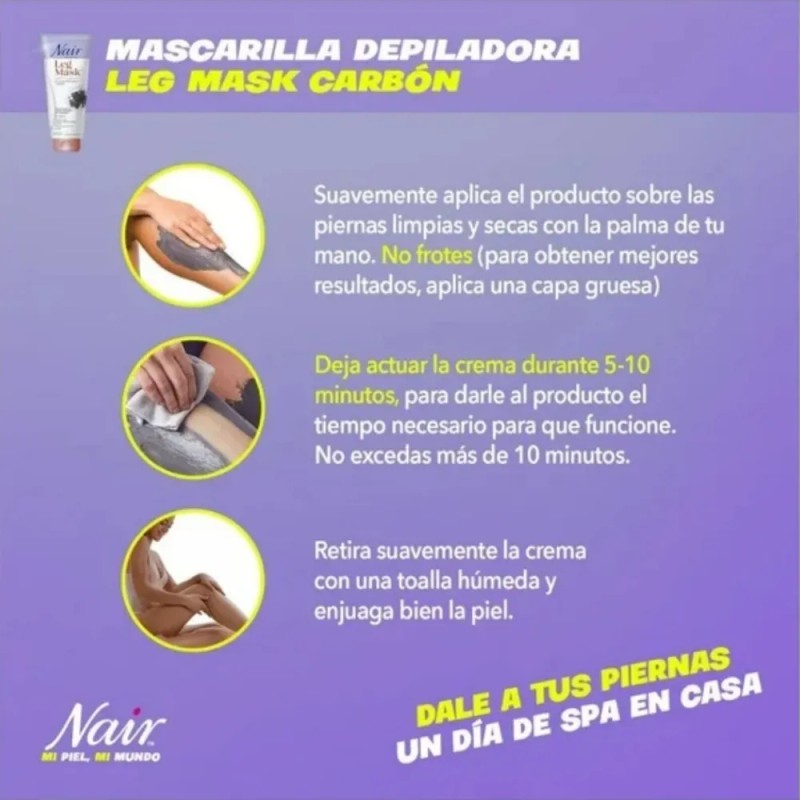 Crema Para Depilar Nair Leg Mask Suave Y Luminosa 227g