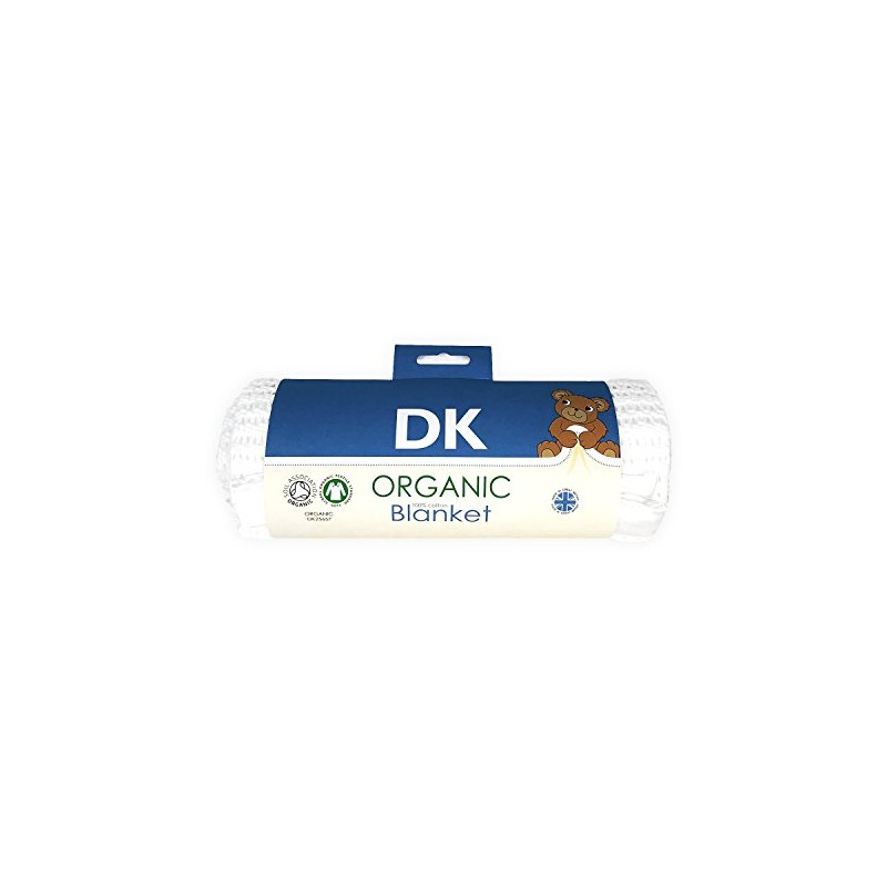 DK Glovesheets Organic Cotton Pram/Crib Size Cellular Blanket, Satin White