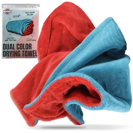 McKillans® Extra Large Dual-Color Car Drying Towel XL - Edgeless & Ultra Soft & Absorbent - 36" x 28" - 1200 GSM Twisted Loop Microfiber Drying Towel for Car Detailing