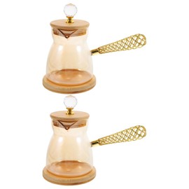 BIUDECO 2pcs Heat Resistant Milk Warmer with Elegant Design for Brewing Turkish Coffee and Tea Kitchen