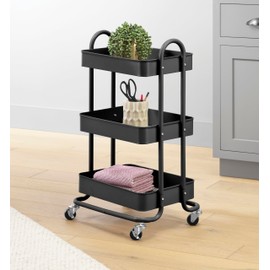 Whitmor 3-Tie Metal Cart, Black