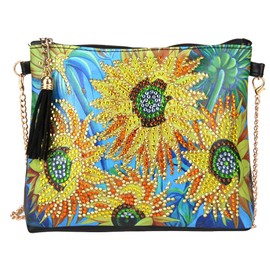 HEEPDD Diamond Painting Bag, DIY 5D Sunflower Diamond Art Painting Painting Crossbody Handbag Rhinestone Painting Shoulder Bag for Girl Women Art Craft Decor