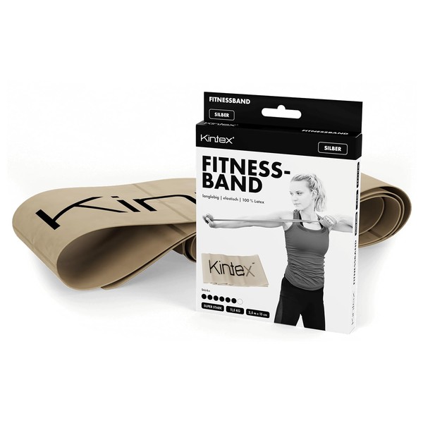 Kintex Exercise Band Latexband 2.5m x 15cm Fitnessband, Silver (super strong)