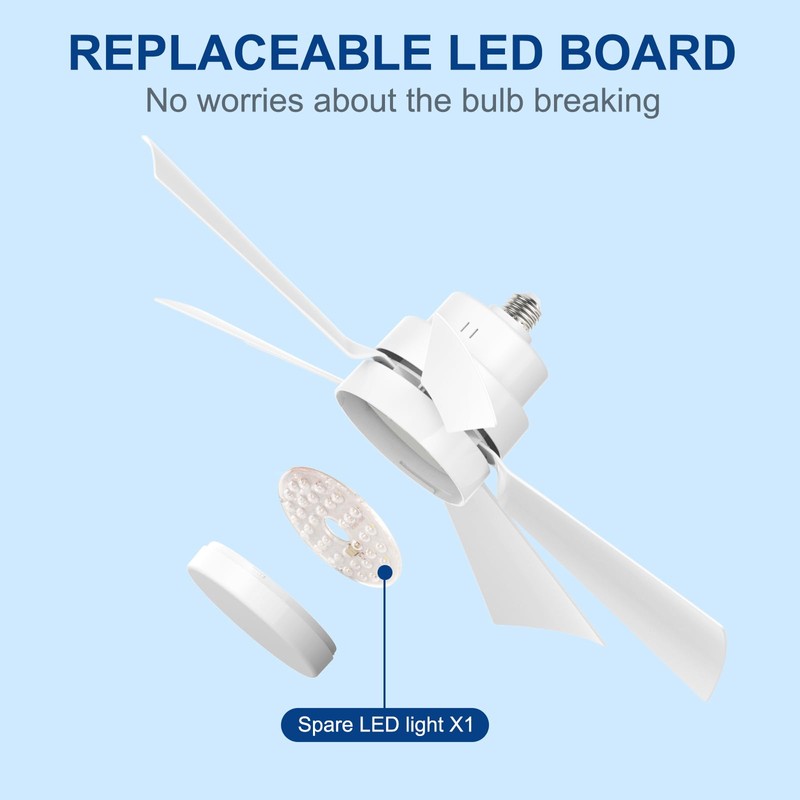 We Charger Socket Fan Light, Ceiling Fans with Spare Light