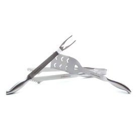 Jean-Patrique Stainless Steel BBQ Utensil 3 Piece Set | Heavy Duty Grill Tongs Spatula Professional Kitchen Outdoor Barbecue Kit