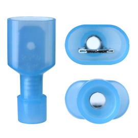 XHF 16-14 AWG Male Spade Disconnect Connectors Terminals Nylon Fully Insulated Quick Crimp Wire Connectors 100 Pcs Blue