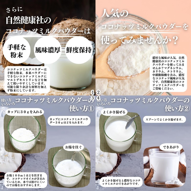 自然健康社 ココナッツミルクパウダー 100g×3個 フィリピン産