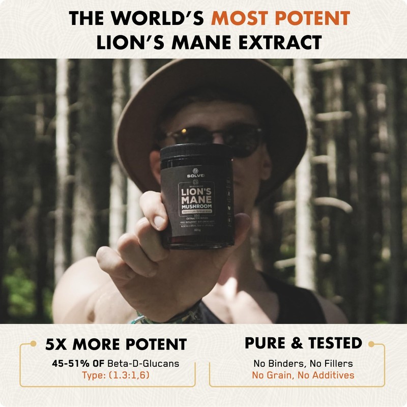 SOLVE Labs® ● Premium Lion's Mane Capsules ● 100% Fruiting