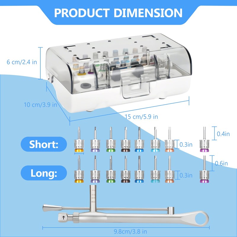 Dental Implant Torque Wrench Universal Kit Fully Autoclavable Color IdentificationTorque
