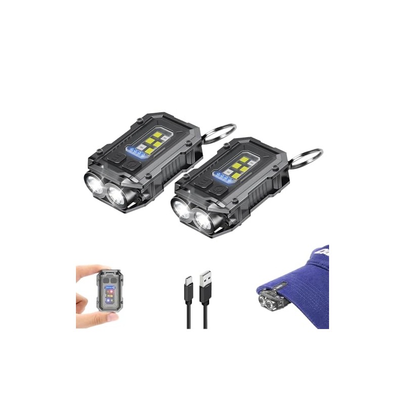 2PACK EDC Keychain Flashlight - Super Bright Mini Keychain Light