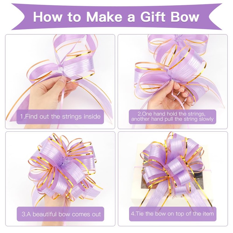 Pull Bows 10 Pcs - Large Organza Ribbon Bows for