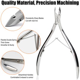 LePinko Professional Cuticle Trimmer kit, Super Sharp Dead Skin Clipper, Labor-saving Cuticula Remover for Fingernail Toenail, Manicure Pedicure Tool for Women Men, Home Salon Use, 7mm Jaw