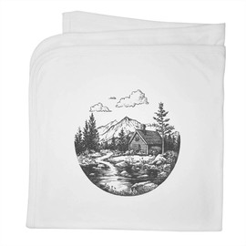 Azeeda 'Cabin in Mountain Landscape' Cotton Baby Blanket/Shawl (BY00039303)