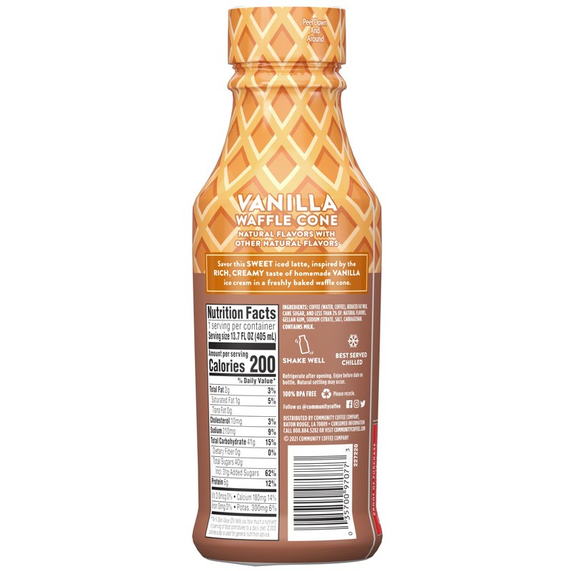 Community Coffee Vanilla Waffle Cone Iced Latte Ready To Drink,
