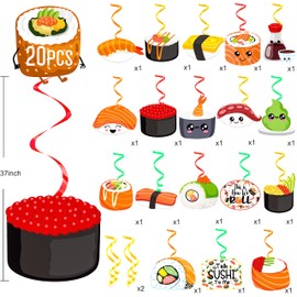 Sushi Party Hanging Swirls Japanese Sushi Hanging Decor Sushi theme Ceiling Streamers Let's Roll Sushi Party Decorations for Talk Sushi Baby Shower Supplies