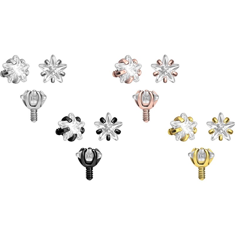 PIERCINGLINE Titanium Screw Attachment with External Thread 0.9 mm Crystal