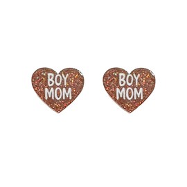 Mother's Day Acrylic Stud Earrings for Women Cute Colorful Heart Love Ribbon Glitter Studs Hypoallergenic Sensitive Ears Fashion Y2k Jewelry for Mom Grandma Party Accessories, Small, Acrylic, No