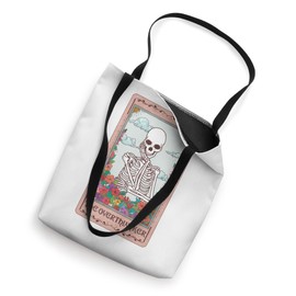 Funny Tarot Card The Overthinker Skeleton Goth Floral Tote Bag