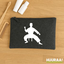 Huuraa Kulturbeutel Taekwondo Silhouette Geschenk 1 Liter Charcoal Filz Taekwondo Geschenkidee