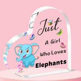 QMVMV Funny Elephant Acrylic Plaque Gifts Animal Lover Gift Just A Girl Who Loves Elephants Elephant Lover Gift For Women Girls, Who Loves Elephants Acrylic Plaque