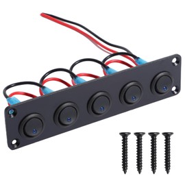 Shengbowi 5Position Auto Kippschalter Panel mit Blaue LED Licht für 12V/24V Fahrzeuge RV Yacht Marine verschiedene Gangvarianten robust wasserdicht ON-OFF