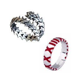 TLSDDTY Kaneki Ring Anime Juzo Suzuya Ring Adjustable Prop Accessories 2pcs