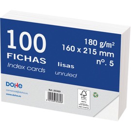 Dohe 30369 – Pack of 100 Sheets of Smooth White Card, 180g, No.5, 160 x 215mm