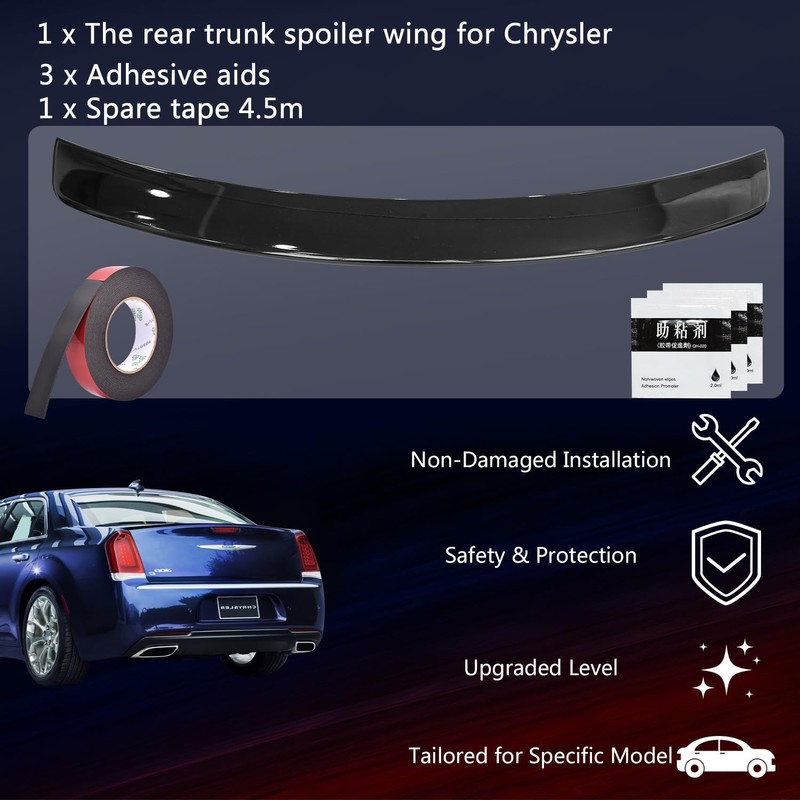 Spoiler for 2011-2023 Chrysler 300 Without Drilling ABS Rear Trunk