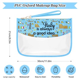 Italy Themed Makeup Cosmetic Organizer Bag Travel Gifts for Women Unique Vacation Trip Gifts for Friend Sister Daughter Birthday Gifts for Italian Mom Italian Lover Gifts