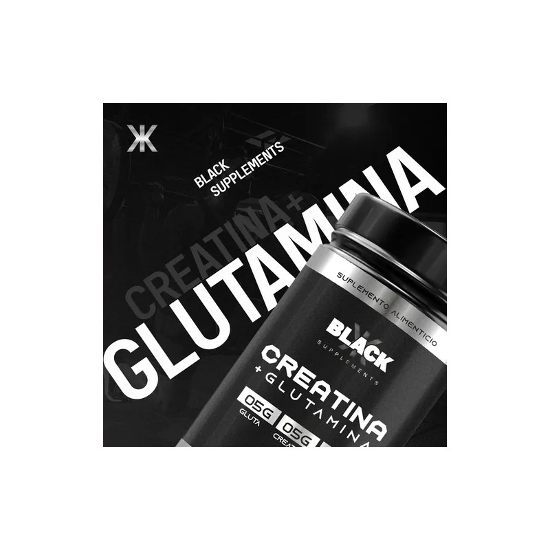 Creatina + Glutamina 50 Servicios Black 1kg Varios Sabores