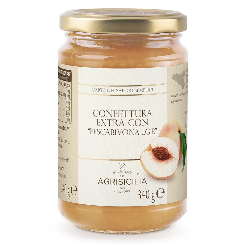 Agrisicilia Confettura extra con "Pescabivona I.G.P.", frutta di alta qualità