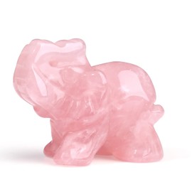 XIANNVXI Rose Quartz Crystals Elephant Ornament Crystal Ornament Elephant Figurine Reiki Natural Carved Gemstone 1.5" Cute Lucky Pink Gifts for Women
