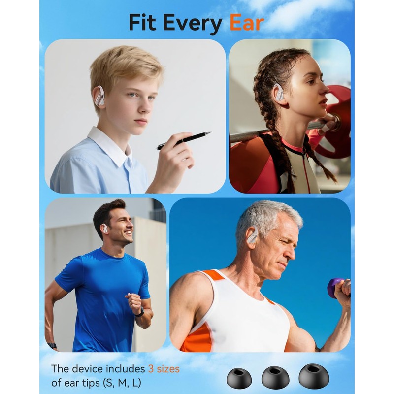 Wireless Earbuds, Sports Bluetooth 5.4 Headphones, Ear Buds with ENC