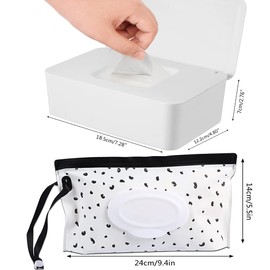 Baby Wipe Dispenser,Wipe Holder with Portable Travel Wipes Container,Refillable Reusable Travel Wet Diaper Wipe Pouch with Lid for Bathroom Baby Nursery,Flushable Storage Case Box (White)