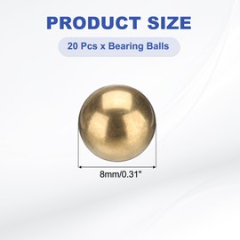sourcing map 20 Pcs Bearing Balls, 8mm Precision H65 Brass Bearing Balls Industrial Brass Ball Spheres for Machinery, Automotive, and DIY