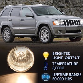 PIT66 Fog Lights, Compatible with 05-10 Jeep Grand Cherokee/06-10 Jeep Commander Left/Right Bumper Driving Fog Lamps with Bulb Smoky Lens